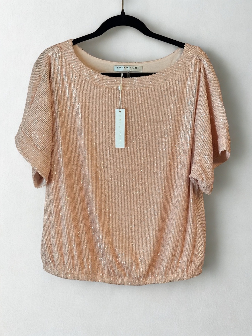 NWT Trina Turk Sprite 2 Sequin Top Blush Pink Medium MSRP $248